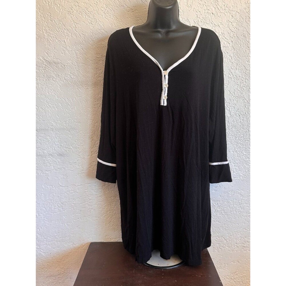 Liz & Me Black Oversized Henley Shirt Women's Size Size 2X